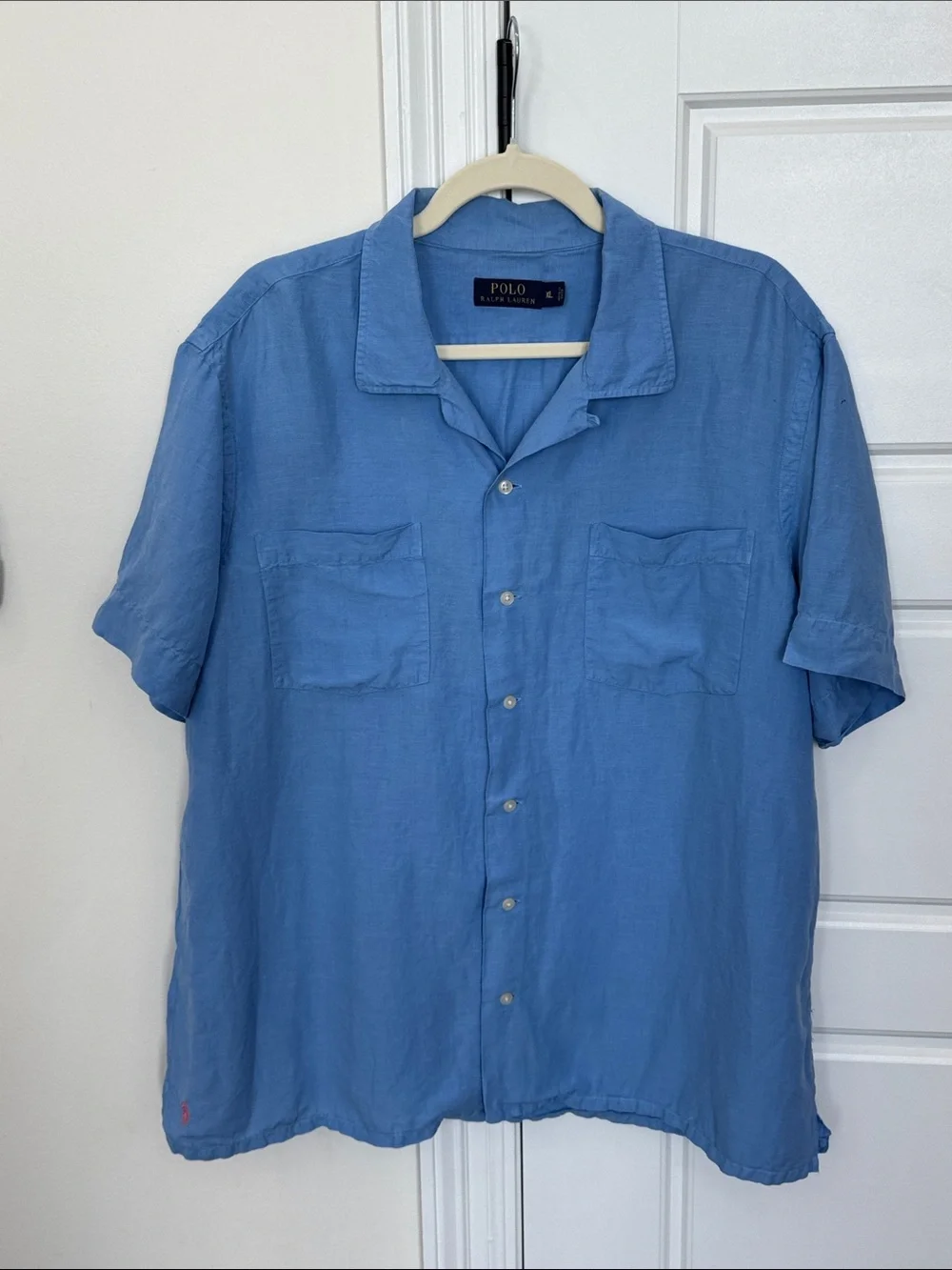 POLO Ralph Lauren Silk & Linen Men’s Button-Up Shirt Collared Luxury Tee Top XL
